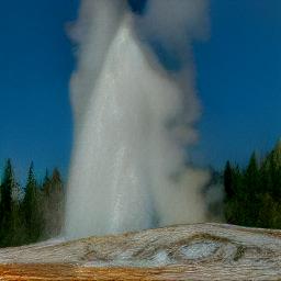 generated: an inflatable rabbit held up in the air by the geyser Old Faithful #5